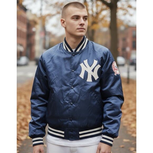 Vintage Felco Union USA Made New York Yankees MLB Satin Jacket Men’s Small - Picture 1 of 6